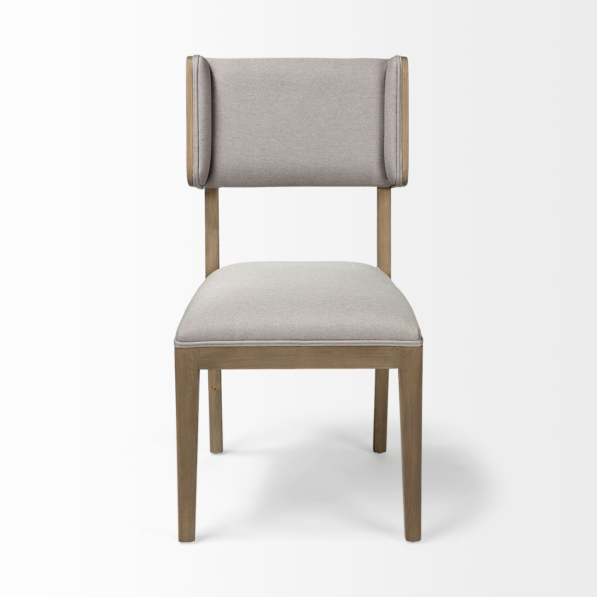 Grey Fabric Wrap With Brown Wooden Base Dining Chair