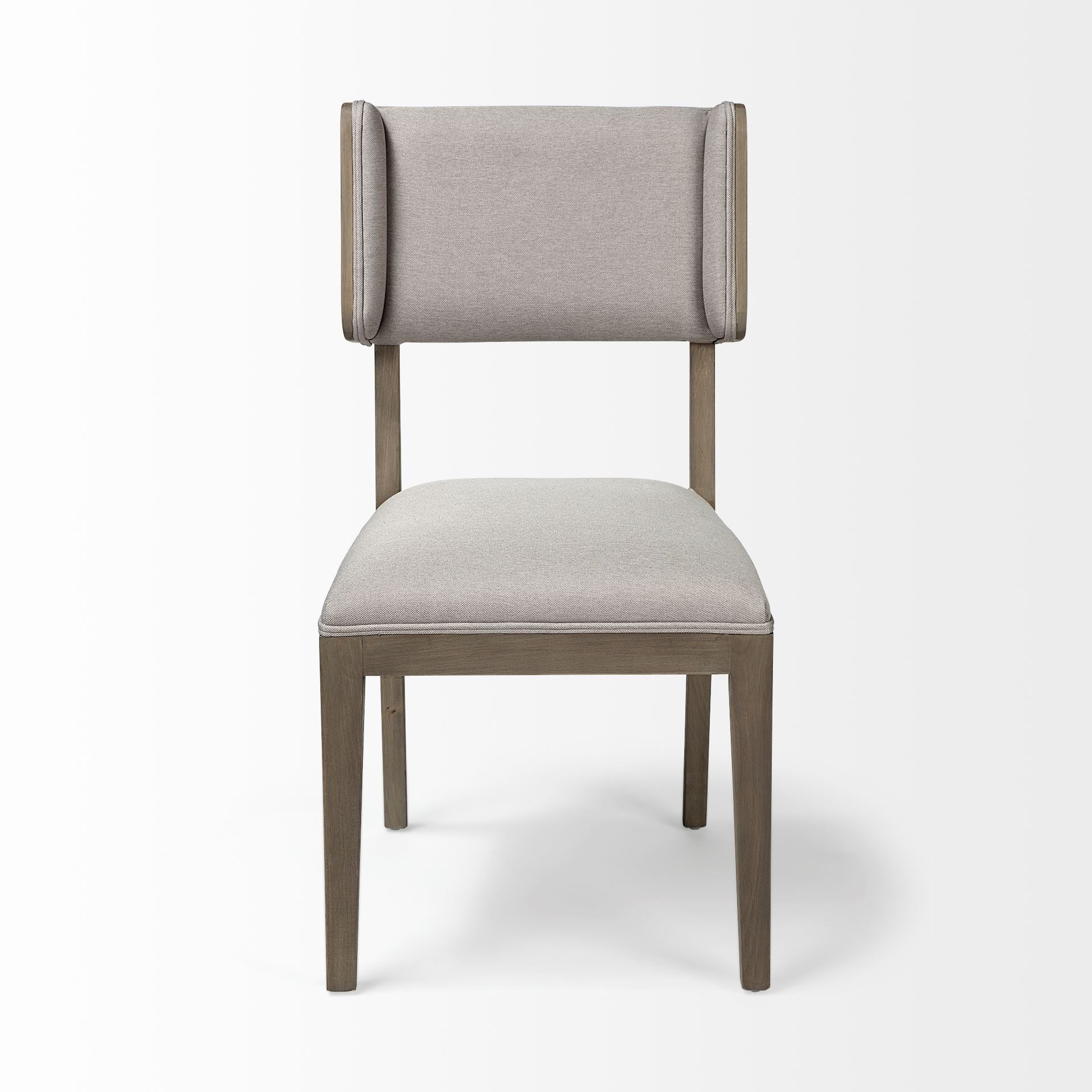 Grey Fabric Seat With Brown Wood Frame Dining Chair
