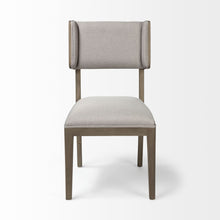 Grey Fabric Seat With Brown Wood Frame Dining Chair