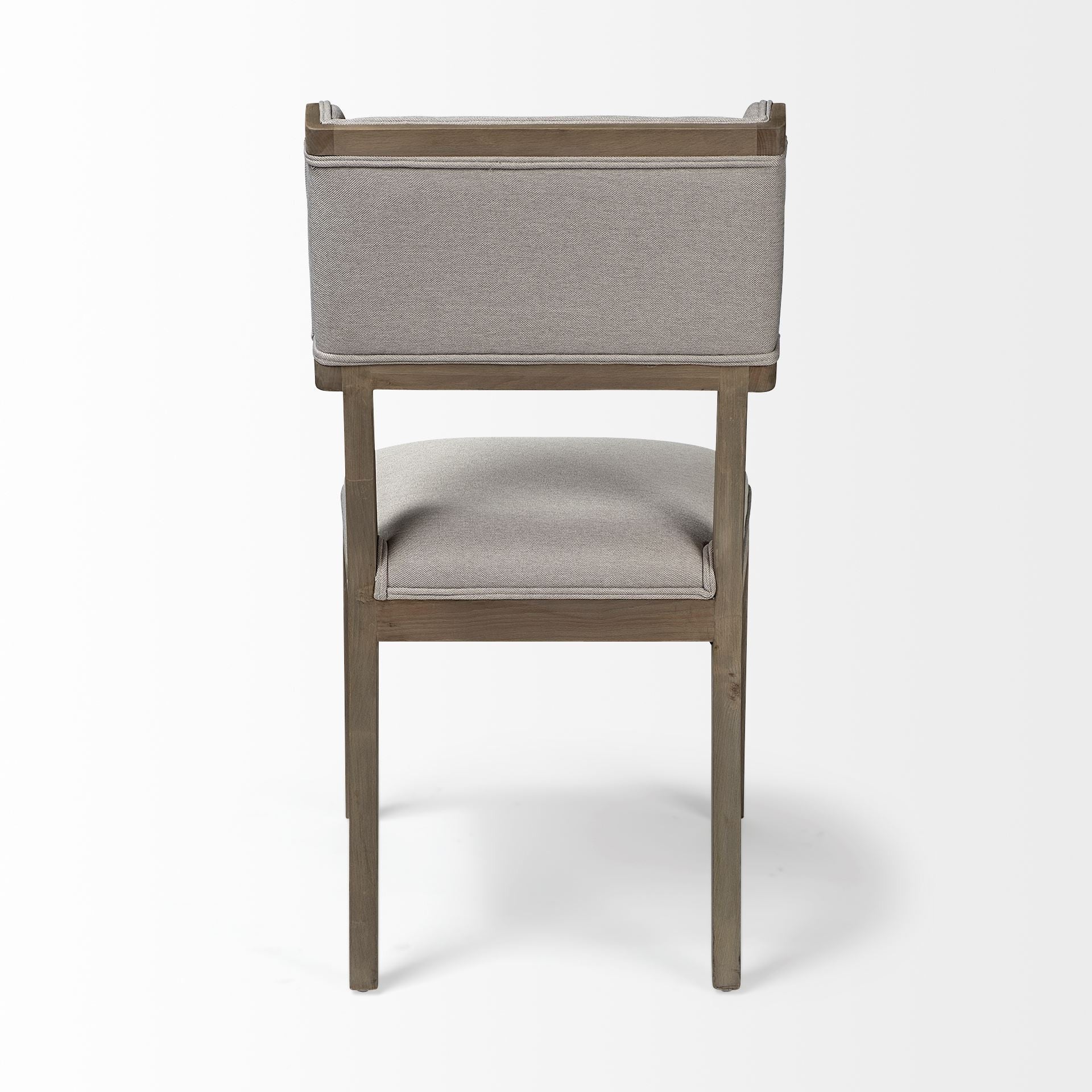 Grey Fabric Seat With Brown Wood Frame Dining Chair