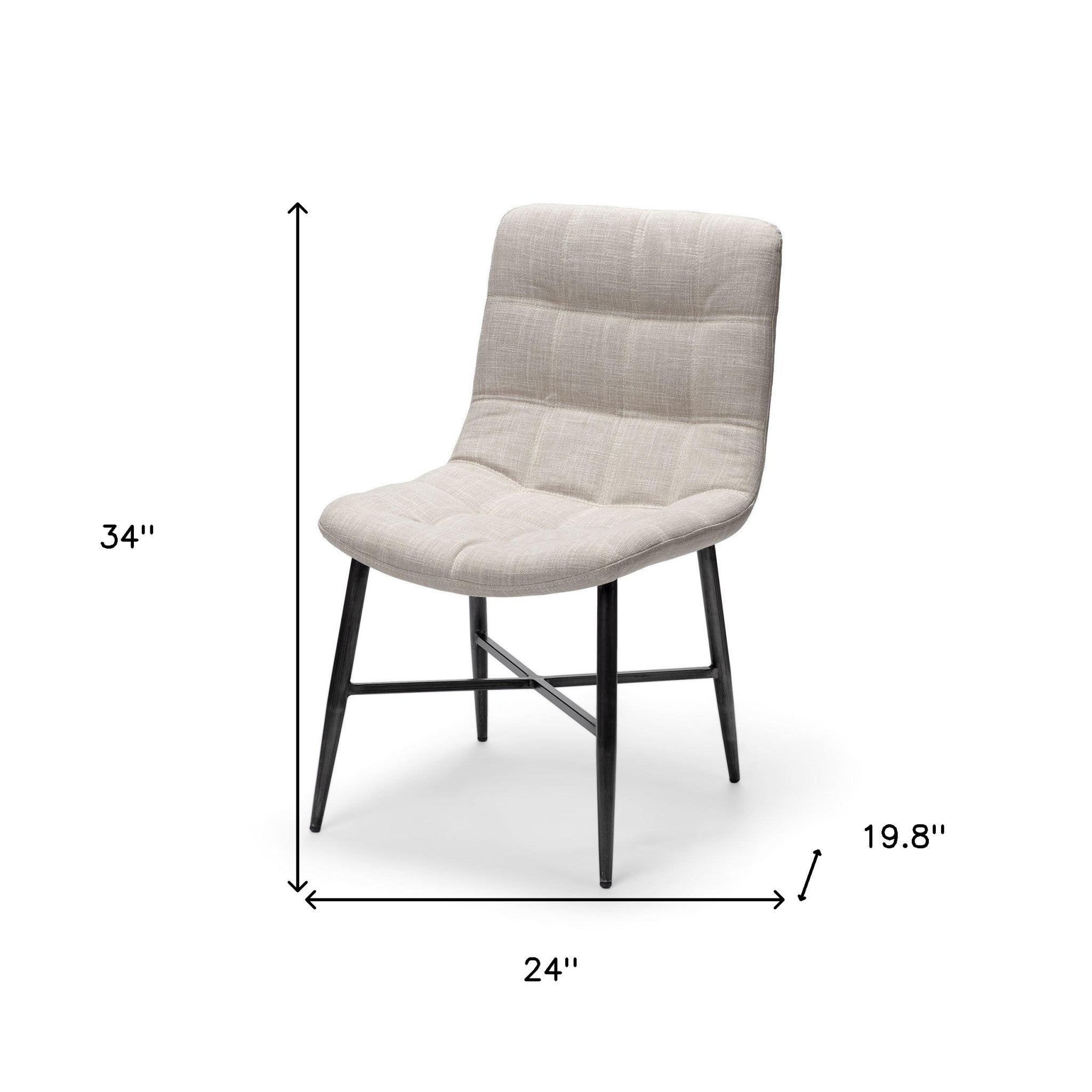 Cream Fabric Wrap With Black Metal Frame Dining Chair