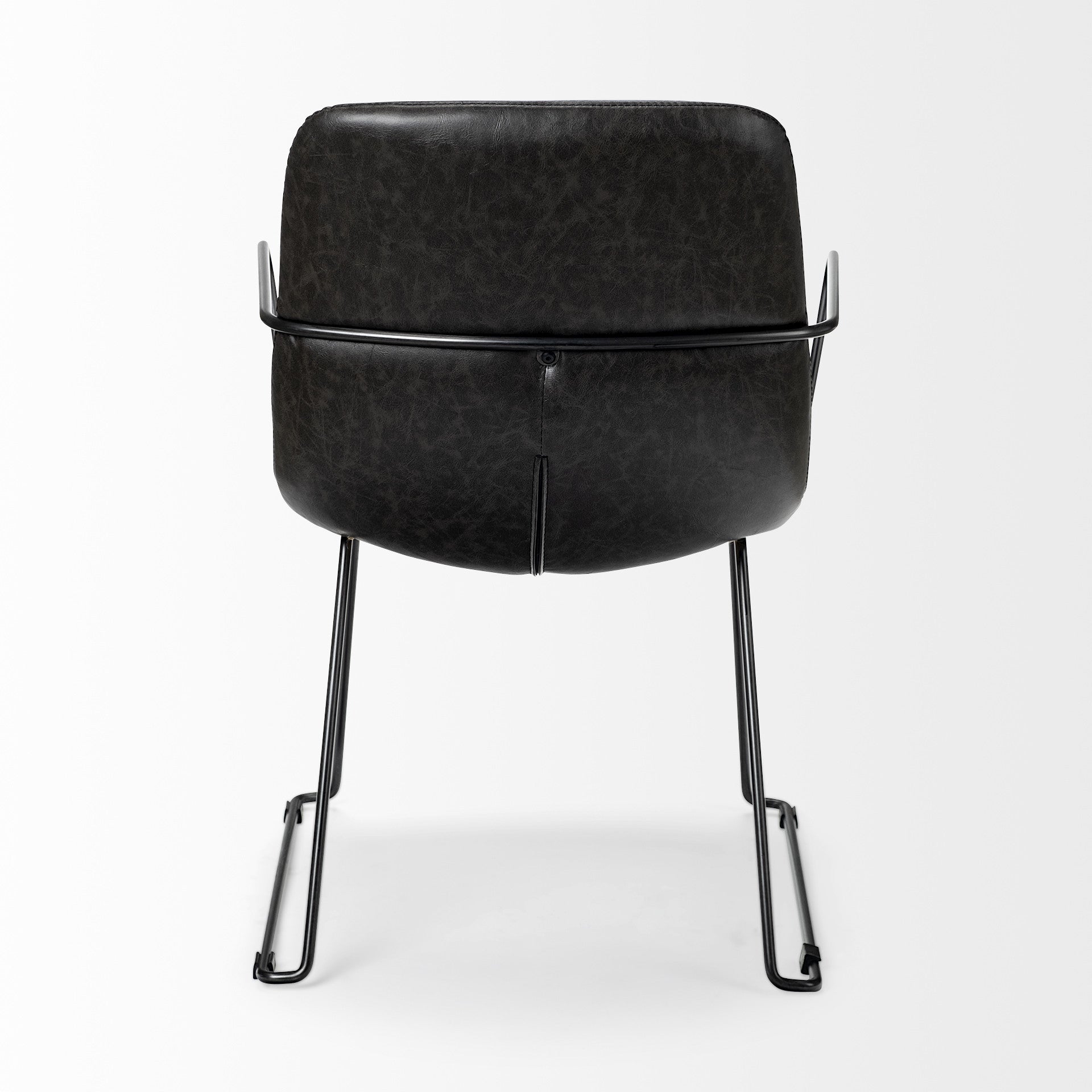 Black Faux Leather With Seat Black Iron Frame Dining Chair