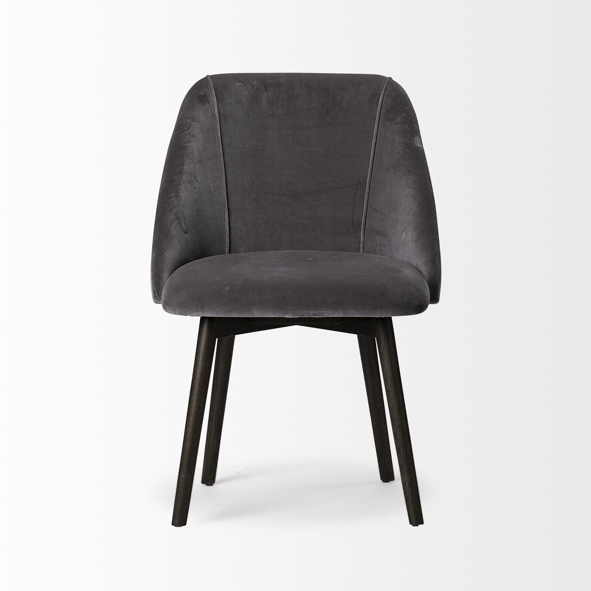 Grey Velvet Wrap With Black Wood Base Dining Chair