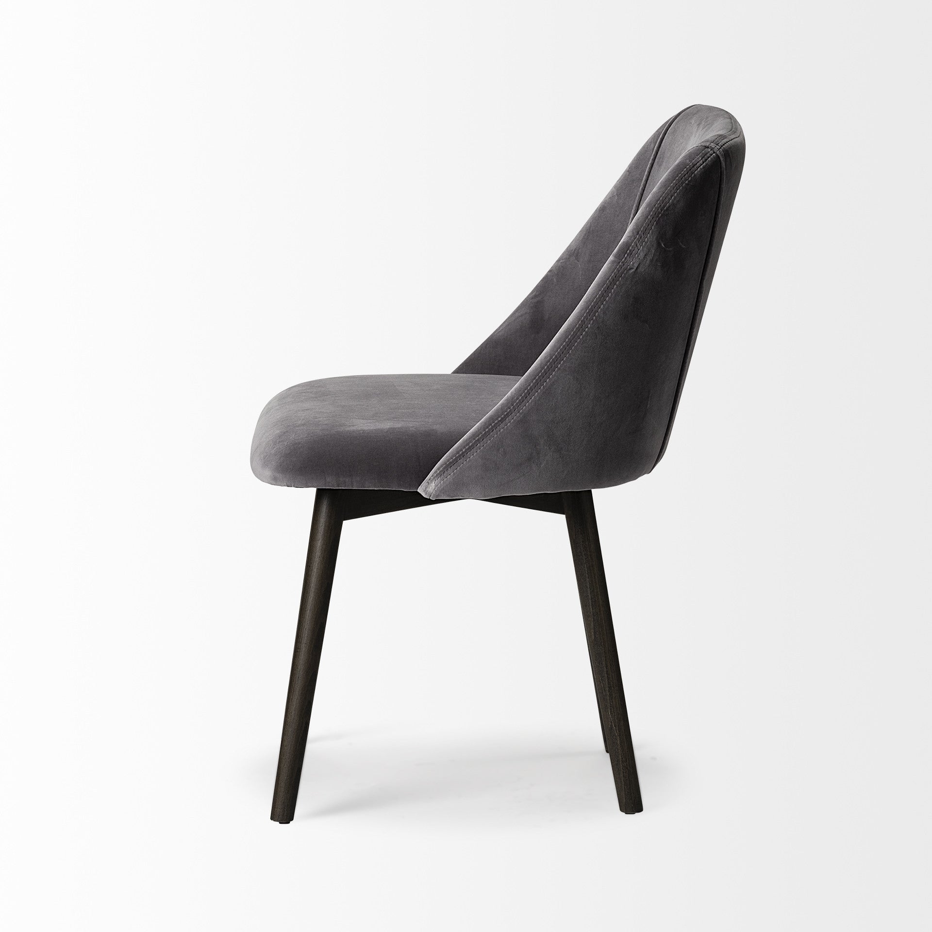 Grey Velvet Wrap With Black Wood Base Dining Chair