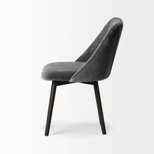 Grey Velvet Wrap With Black Wood Base Dining Chair