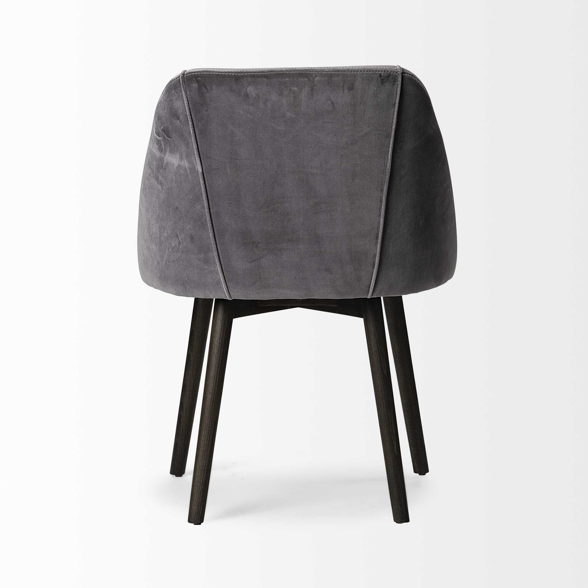 Grey Velvet Wrap With Black Wood Base Dining Chair