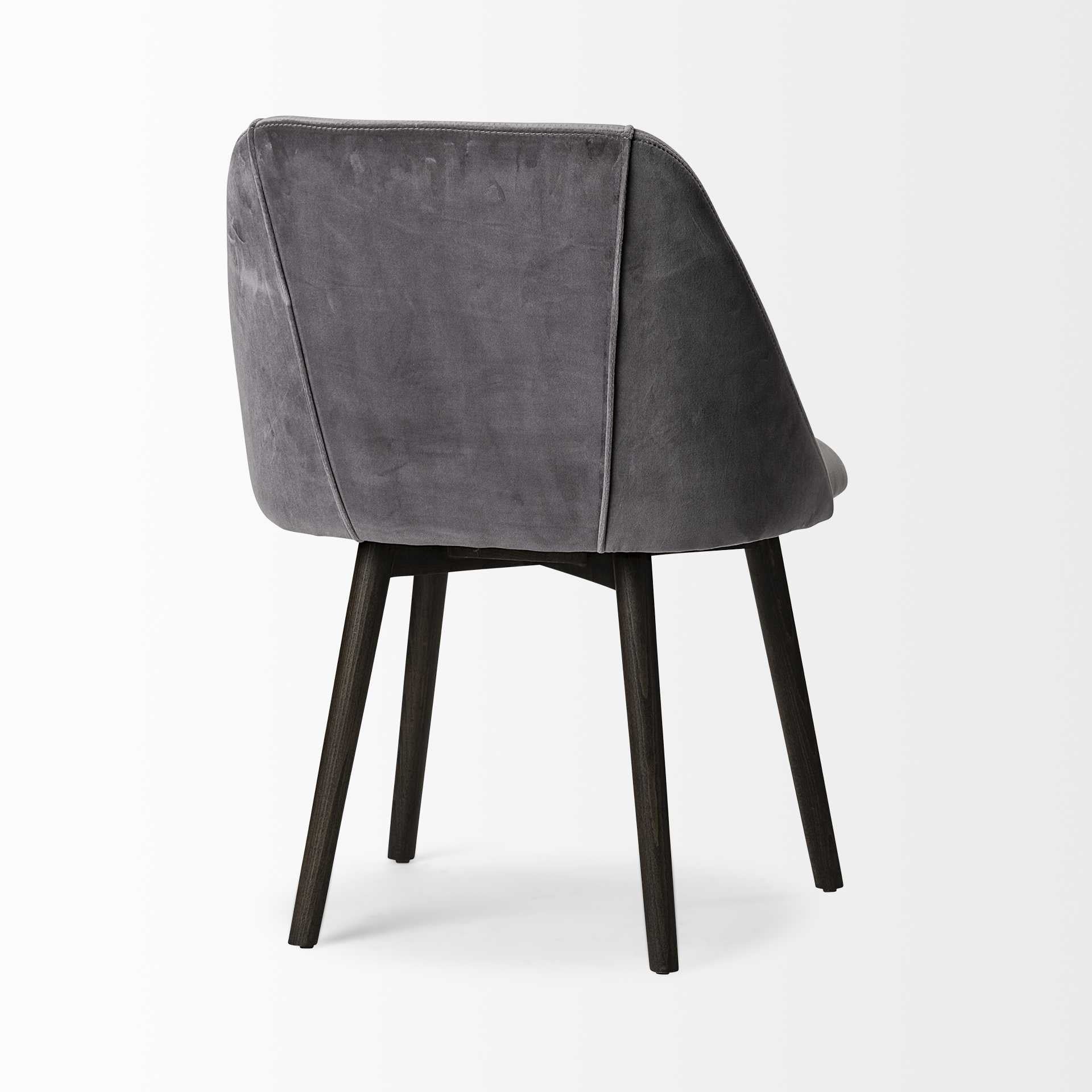 Grey Velvet Wrap With Black Wood Base Dining Chair