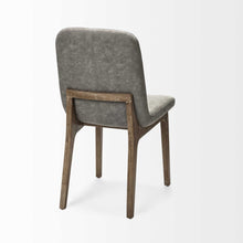 Grey Fabric Wrap With Medium Brown Wood Base Dining Chair