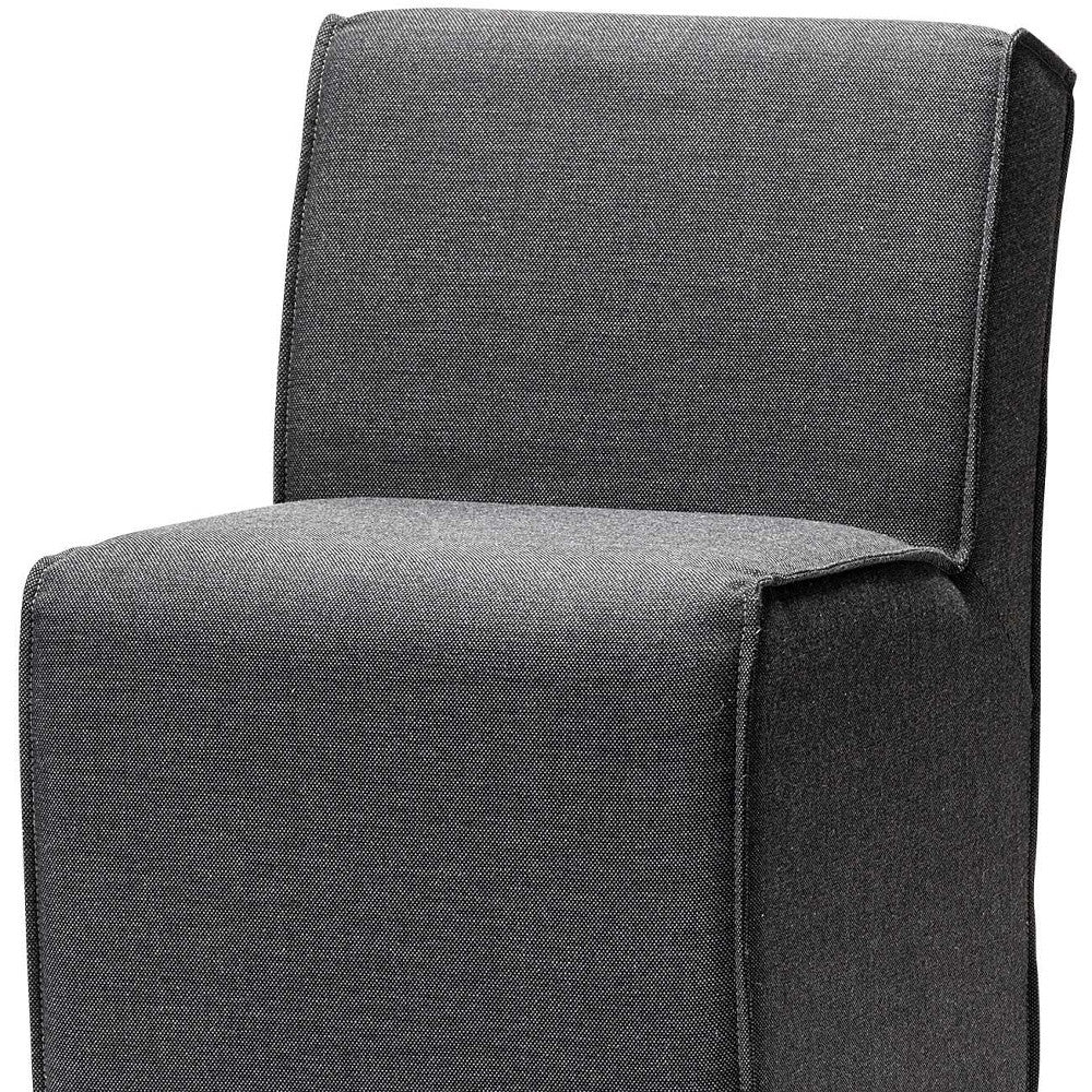 Fully Upholstered Grey Fabric Dining Chair On Casters