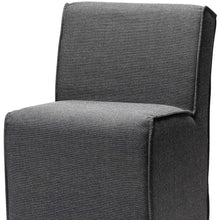 Fully Upholstered Grey Fabric Dining Chair On Casters