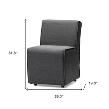 Fully Upholstered Grey Fabric Dining Chair On Casters