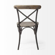 Brown Solid Wood Seat With Grey Iron Frame Dining Chair