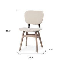 Cream Fabric Wrap With Brown Solid Wood Base Dining Chair