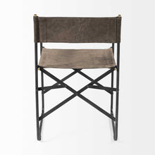 Brown Leather With Black Iron Frame Dining Chair