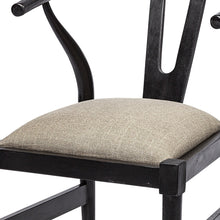Linen Seat With Black Wooden Base Dining Chair