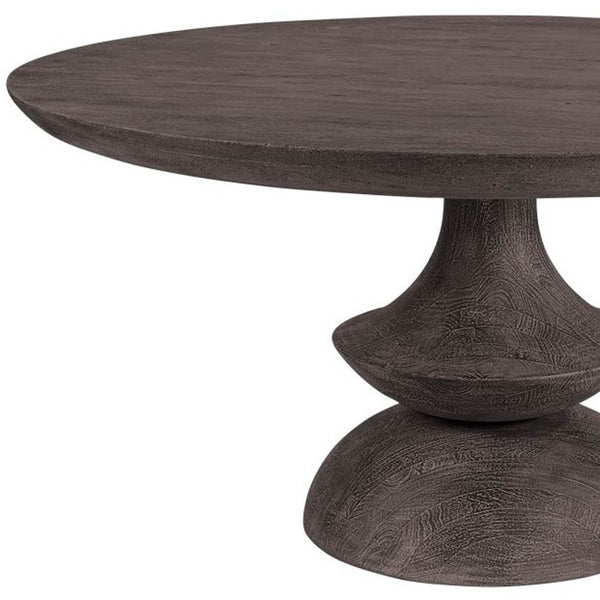 Round Charcoal Gray Solid Wood Table Top And Base Dining Table 60"