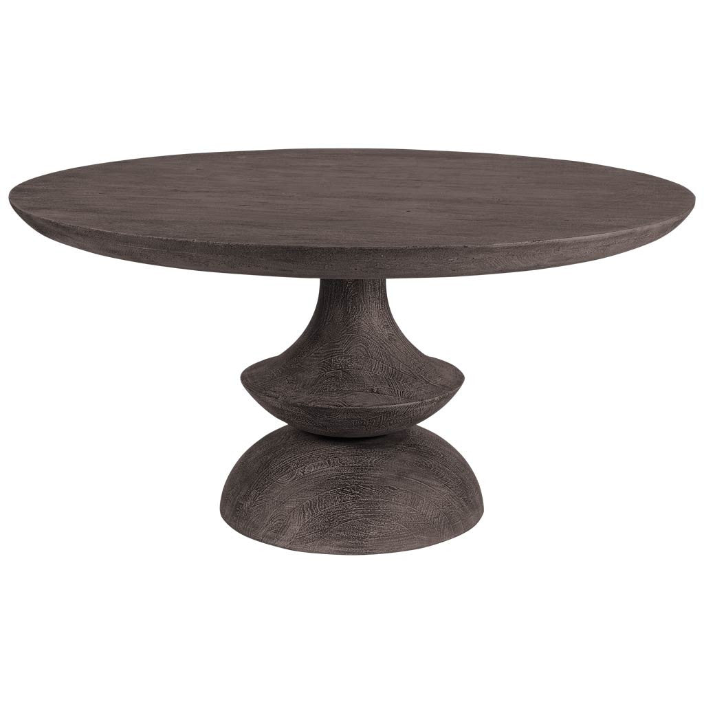 Round Charcoal Gray Solid Wood Table Top And Base Dining Table 60"