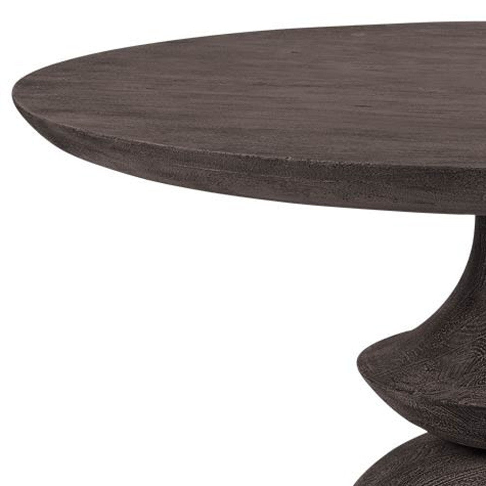 Round Charcoal Gray Solid Wood Table Top And Base Dining Table 60"
