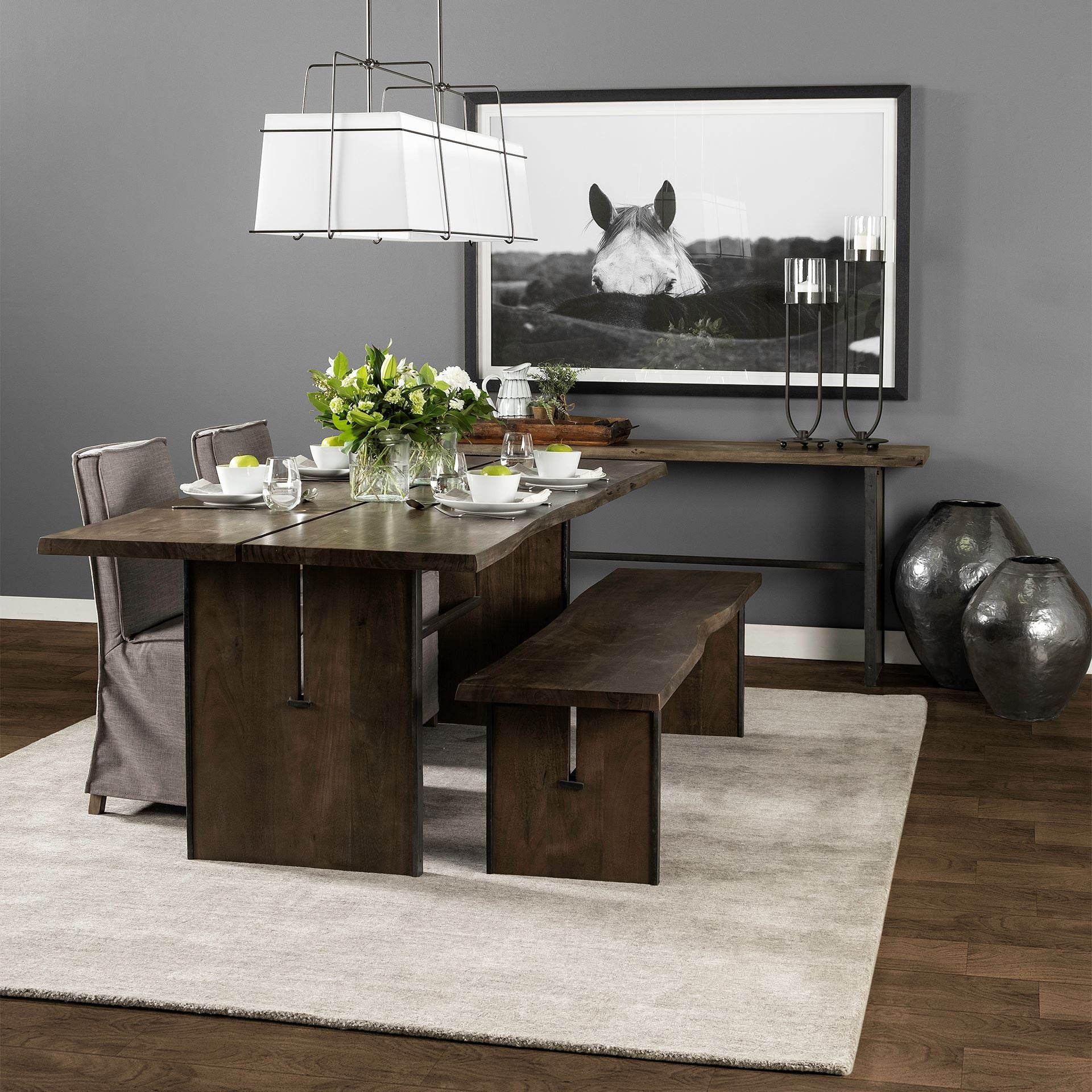 Brown Solid Wood Top And Base Dining Table - 84 x 38