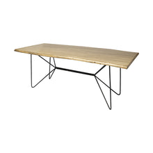 84X40 Rectangular Blonde Live Edge Sold Wood Top With Black Metal Base Dining Table