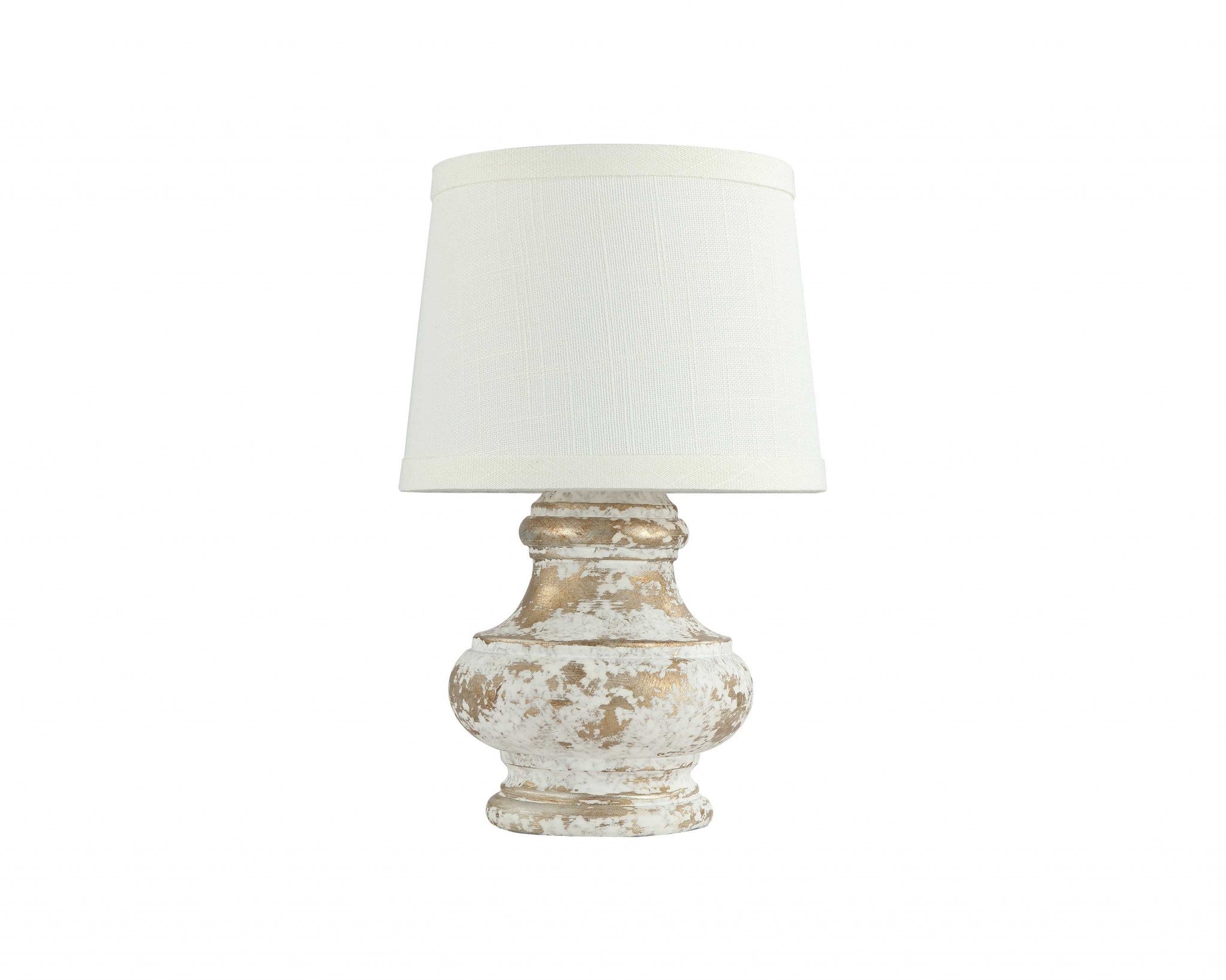 Distressed White And Gold Accent Lamp