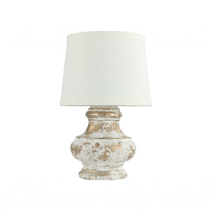 Distressed White And Gold Accent Lamp