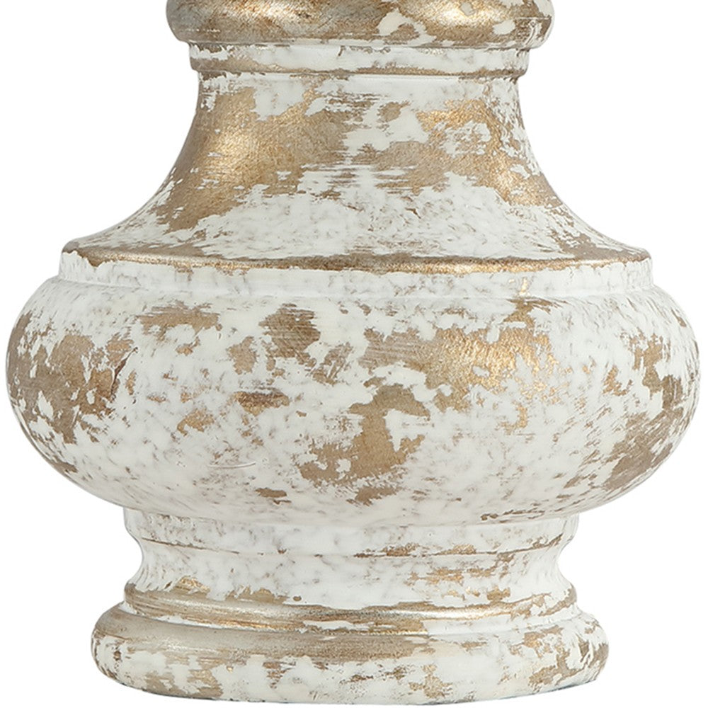 Distressed White And Gold Accent Lamp