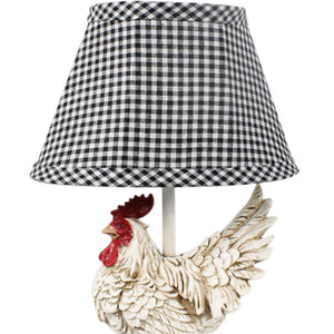 White Rooster Accent Lamp With Black And White Shade