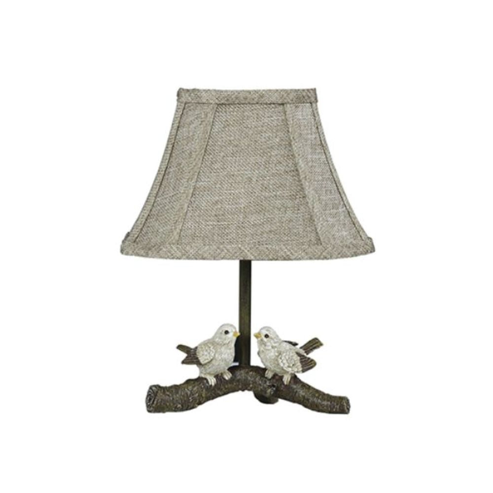 Brown Bedside Table Lamp With Tan Empire Shade 13"