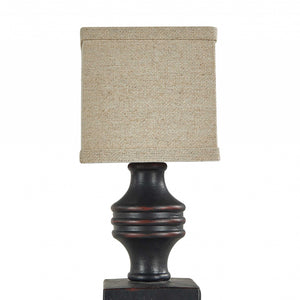 Classic Black Accent Lamp With Neutral Shade