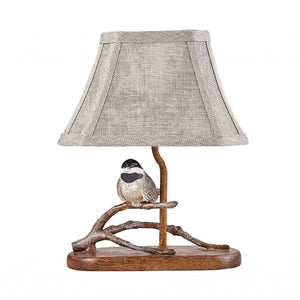Songbird On A Branch Accent Lamp With Tailored Shade