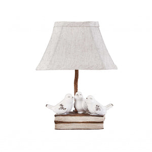 Three Feathered Friends Atop A Stack Of Books Accent Lamp