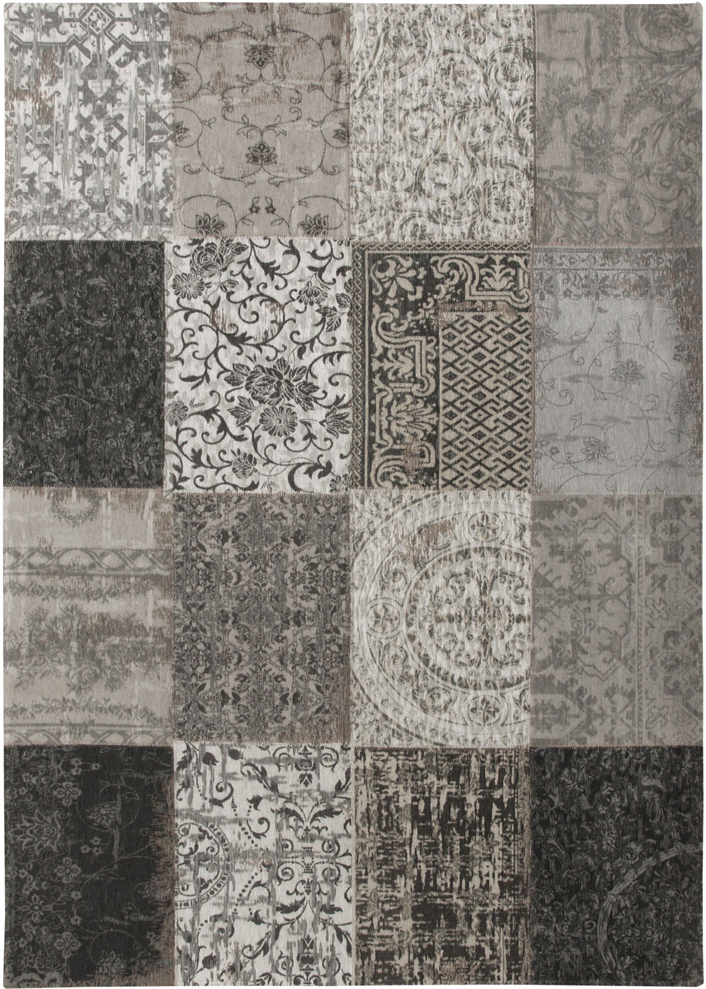 3' X 5' Black White And Grey Patchwork Design Area Rug