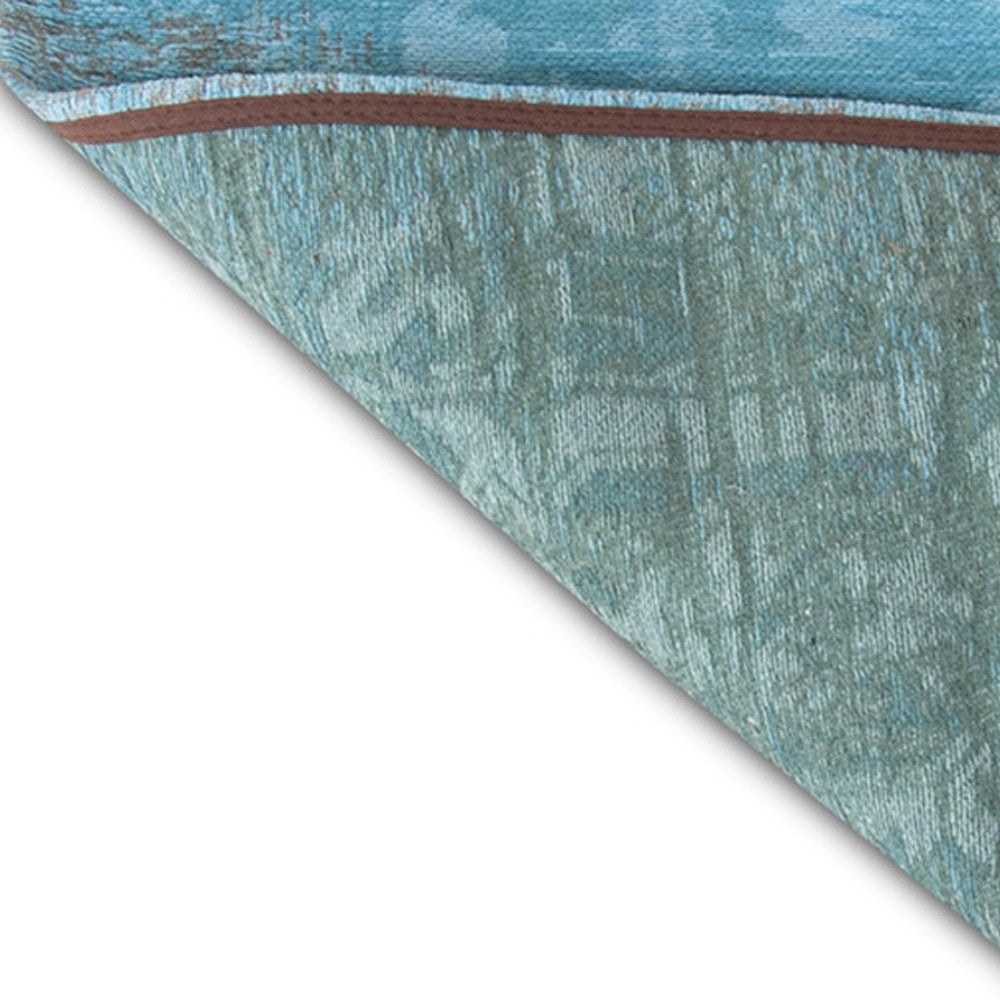 2.5' X 5' Azur Light Blue Dark Blue And Red Patchwork Design Area Rug