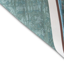 2.5' X 5' Azur Light Blue Dark Blue And Red Patchwork Design Area Rug