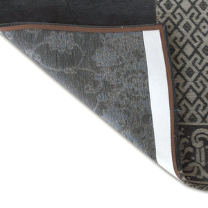 2.5' X 5' Blue Grey And Brown Patchwork Design Area Rug