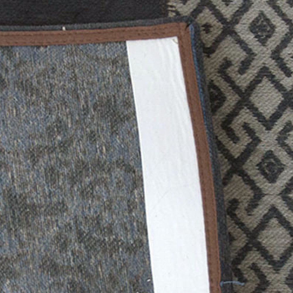 2.5' X 5' Blue Grey And Brown Patchwork Design Area Rug