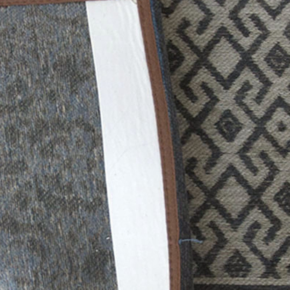 2.5' X 5' Blue Grey And Brown Patchwork Design Area Rug