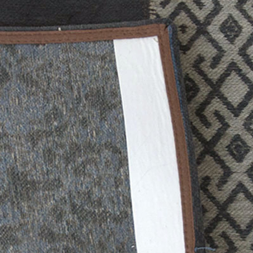 2.5' X 5' Blue Grey And Brown Patchwork Design Area Rug