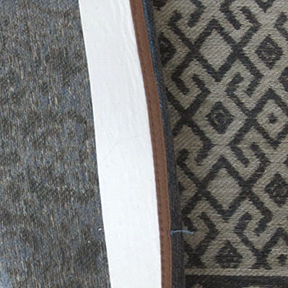 2.5' X 5' Blue Grey And Brown Patchwork Design Area Rug