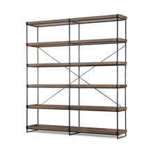 Medium Brown Wood And Iron Shelving Unit With 5 Tray Shelves
