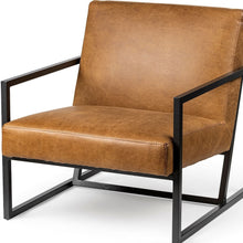 Modern Caramel Leather Accent Armchair
