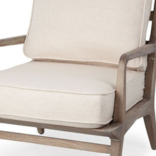 Off White Fabric Seat Accent Chair With Ash Wood Frame