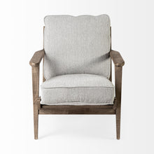 Frost Grey Fabric Wrapped Honey Wooden Frame Accent Chair