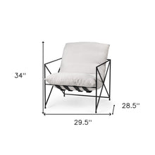 Cream Upholstered Padded Seat Accent Chair With Black Metal Frame