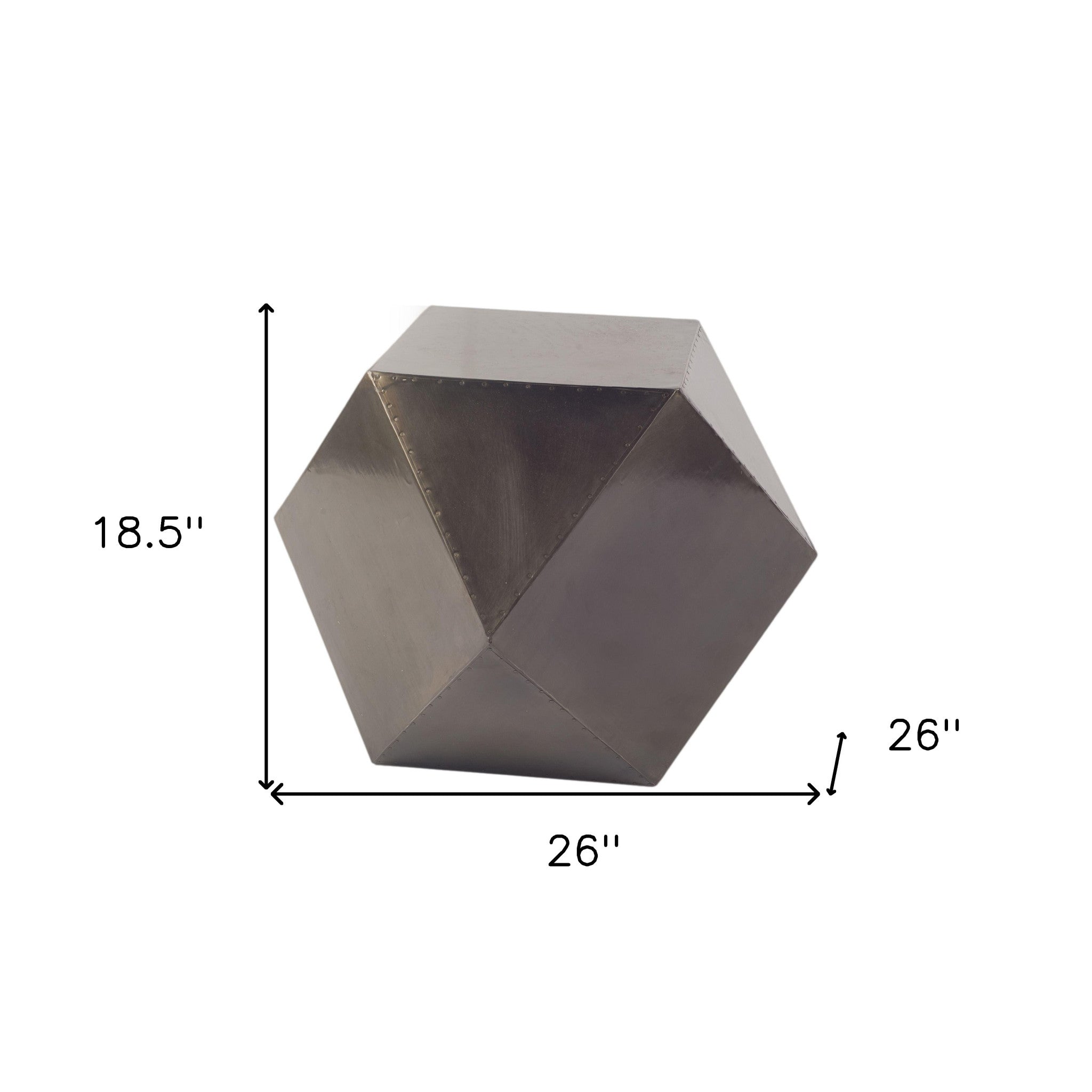 鍍黑鐵茶几，帶釘頭細節六角形