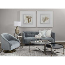 Round Mirrored Top Accent Table With Black And Brass Metal Base