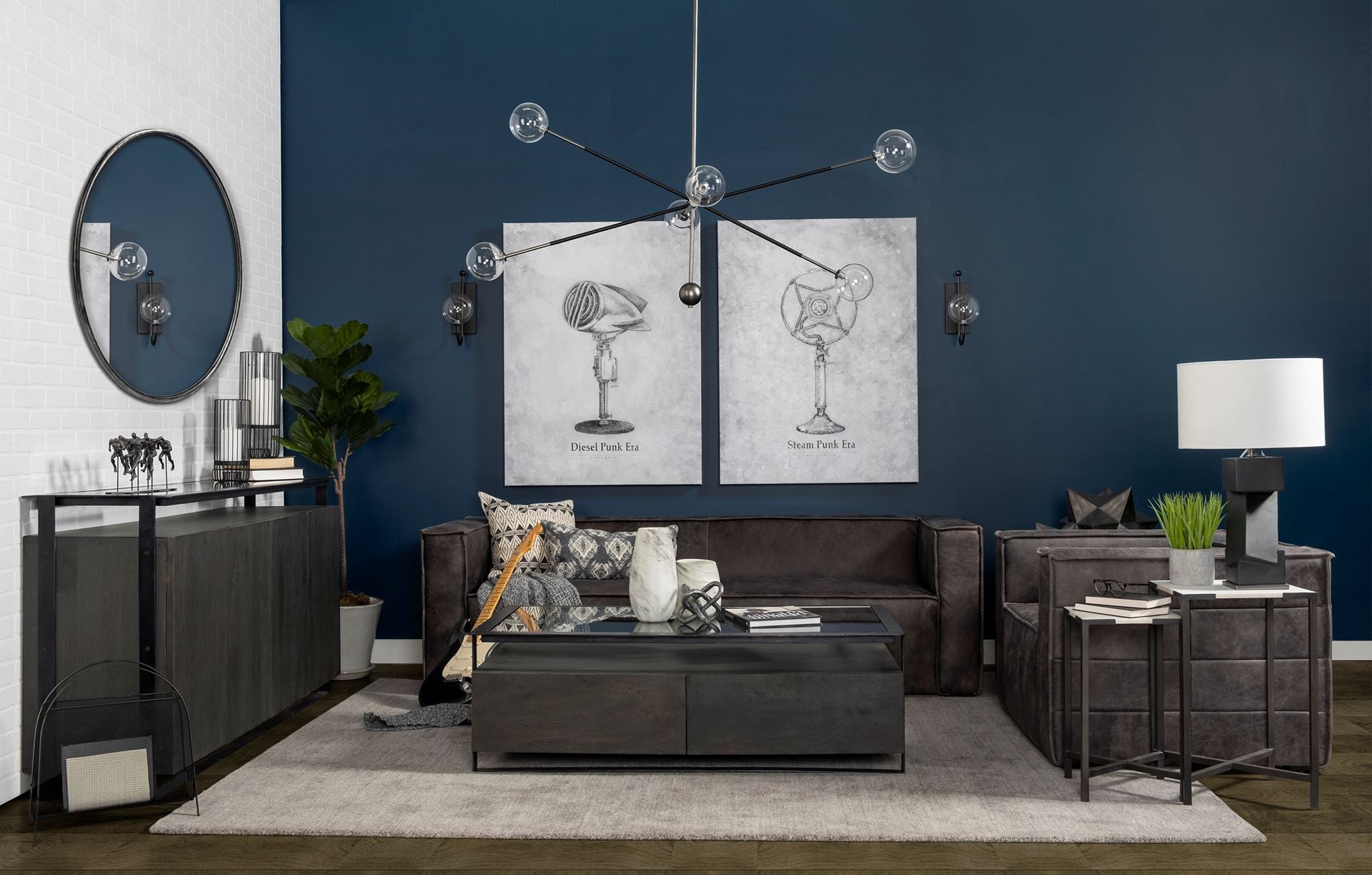 Set Of 2 White Marble Square Top Accent Tables With Black Iron Frame