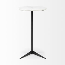 White Marble Round Top Accent Table With Black Iron Base