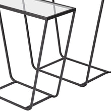 Set Of 2 Rectangular Glass Top Accent Table With Black Iron Frame